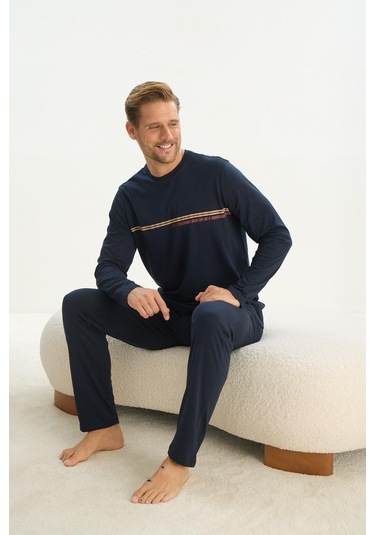 Erkek Uzun Kol Lacivert Pijama Takım C6t3n5o9 001