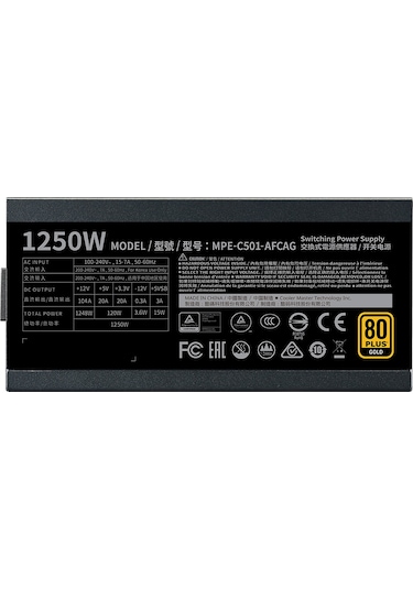Cooler Master Mwe Gold 1250 V2 Mpe-c501-afcag-3eeu 1250w 80+ Gold Akak92col0016