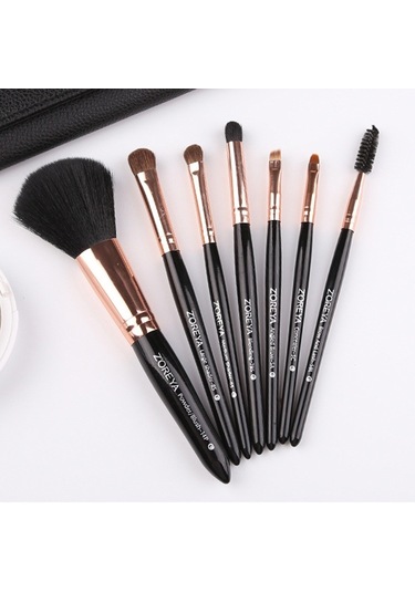 Sones Zoreya 7'si 1 Arada Makyaj Fırçası Seti Fırça Allık Fırçası Fondöten Fırçası Makyaj Fırçası Çantası Yeni Siyah