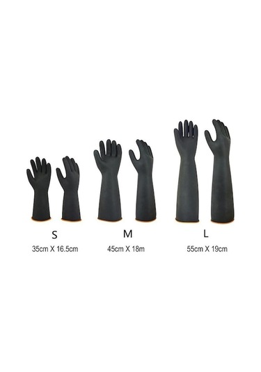 Novahub Ağır Hizmet Tipi Lastik Eldiven Kimyasal Muriatik Aside Dayanıklı Doğal Kaymaz Lateks Eldiven Koruyucu Güvenlik Çalışma Endüstrisi - S