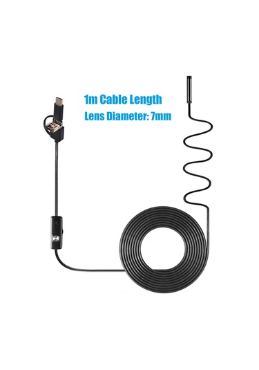 Xiyyadms 7mm Ip67 Su Geçirmez Endoskop - 1m Esnek Kablolu, Usb/type-c Uyumlu, 6 Led Işıklı, Otomobil/ Boru Kontrol Aracı Çok Renkli