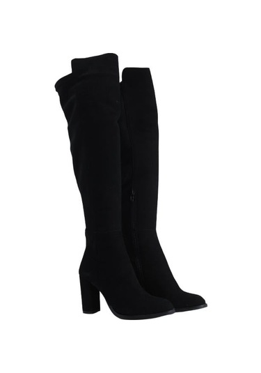Poletto Hakiki Deri /tekstil Sıyah Çizme Topuklu 363 58 S-2160 Siyah