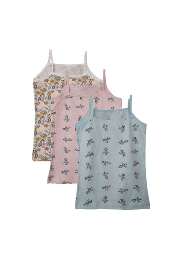 Kota 3Lü Kız Çocuk Ip Askılı Desenli Atlet Pamuklu Fanila