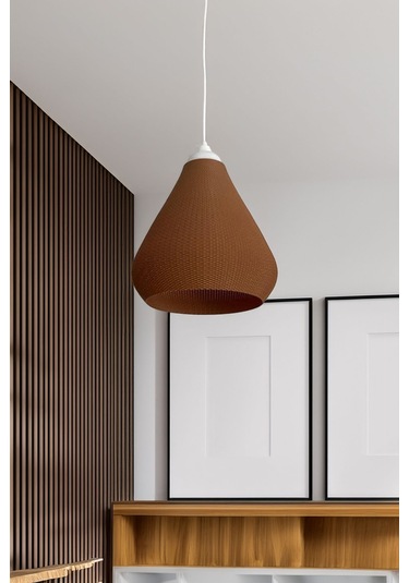 Modern Sarkıt Örme Tasarım Avize Orta Boy Kahve Salon Oturma Odası Çalışma Odası Vegan Pla Çok Renkli