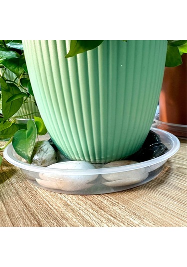 Shineyee 12" Şeffaf Plastik Bitki Tabağı 4'lü Set - Uv Dayanıklı, Derin Suluk Tasarımı İle İç/dış Mekan Kullanımı