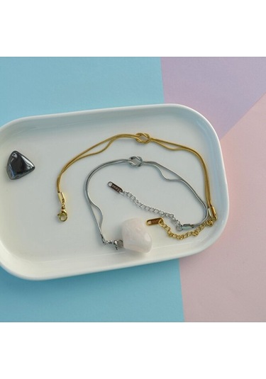 Çelik Bileklik İkili Set Sevgili Dostluk Bilekliği Hediye Bileklik Çelik 1 Gold, 1 Gümüş Çok Renkli