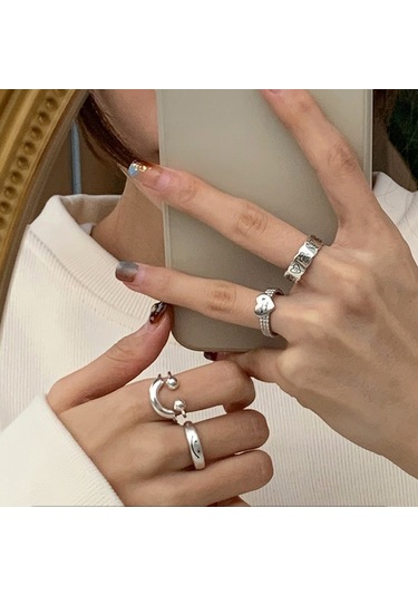 Happy Smile Face Love Wear Combination Ring, Color: J2135 Çok Renkli