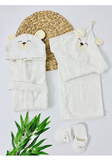 Dakota 4 Parça 0.36 Ay Kullanıma Uygun Bornoz Seti - Sarı Sarı