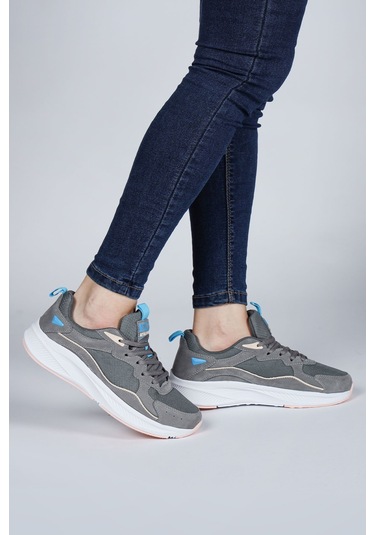 Jump 28751 Gri - Somon Kadın Yürüyüş Koşu Spor Ayakkabı Gri - Pembe