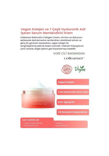 Celleanser Yoğun Nemlendirici Kırışıklık Karşıtı Kolajen Bakım Kremi 50 ML