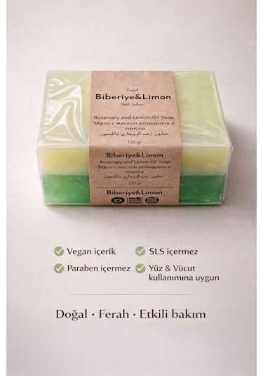 Limon & Biberiye Yağlı Cilt Bakım Sabunu- 120 Gr Limon