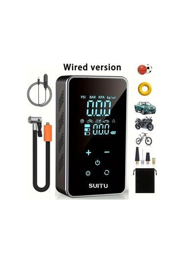 Willowhaven Usb Şarjlı Kablolu Araba Bisiklet Top Pompası Dijital Göstergeli 18650 Lityum Pil