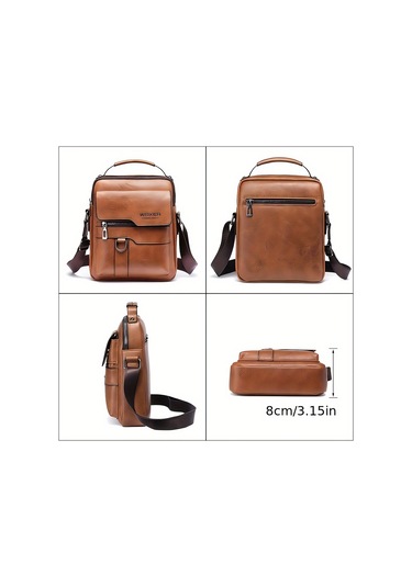 Erkekler İçin Çapraz Askılı Çanta Üst Düzey Erkek Omuz Çantası Retro İş Sırt Çantası Erkek Çantası Günlük Omuz Çantası Koyu Kahverengi-1 Koyu Kahverengi