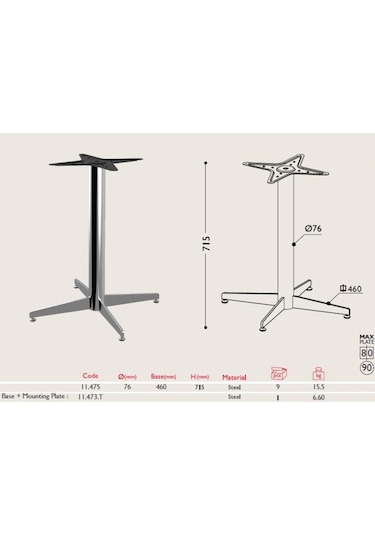 Gürçayhırdavat Tablalı Masa Ayağı 11.475 - Taban Çapı 46Cm