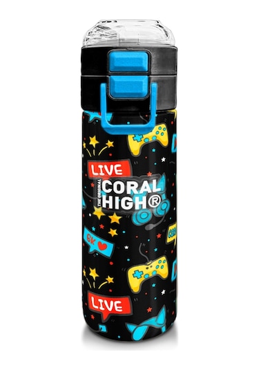 Coral High Çelik Matara Termos/suluk 31984 - 500ml, Erkek Çocuk - Siyah Mavi Gamer Çok Renkli