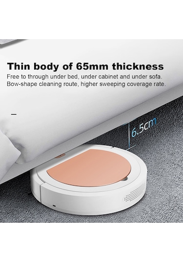 Reedark "mini Robot Süpürge: Kuru Ve Islak Temizleme, Usb Şarj, 65mm İnce, 100 Dakika Çalışma" Beyaz