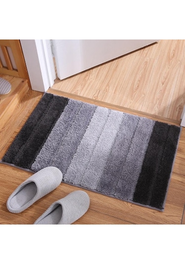 Gri Mengnı Kaymaz Banyo Paspası Zeminde Basit Çizgili Emici Halı Banyo Halı Paspaslar Mutfak Banyo Aksesuarları İçin 45cm 65cm Gri
