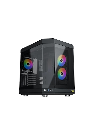 Xigmatek En41938 Cubı Siyah Type-c+3 Yön Temperli Cam 6x12cm Argb E-atx Gaming Oyuncu Kasa