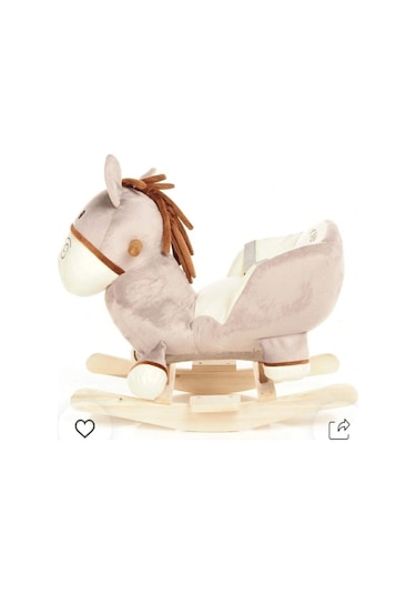 Exorbaby Ahşap Ayaklı Peluş Sallanan At Aslan Kuzu Oyuncak Antrasit