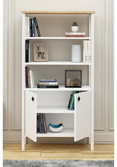 Remy Çalışma Masası + Kitaplık Sepet-beyaz Sepet-beyaz Beyaz