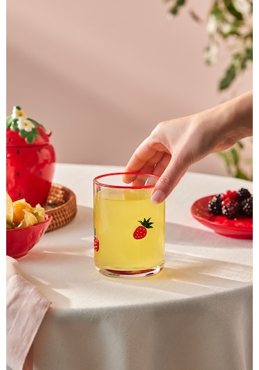 Karaca Strawberry Meşrubat Bardağı 420 ml Kırmızı