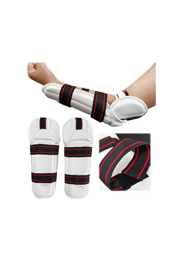 Reedark Genç Ve Yetişkinler İçin Kalınlastırılmış Pu+eva Malzeme, Ayarlanabilir Kayışlı Taekwondo, Karate, Boksa Koruyucu Kolluk Beden Boyu 156-175 Cm İçin L Boyutu Beyaz