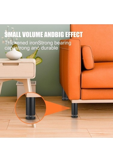 Besthome1 Alüminyum M8 X 35 Konik Ayarlanabilir Ayak, 3.78-4.1 İnç, Siyah, Pratik Mobilya Adaptörü