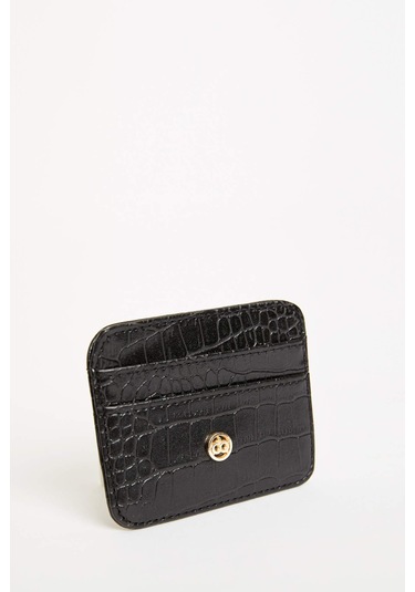 Defacto Suni Deri Croco Kadın Kartlık W2526AZNSBK27 Siyah