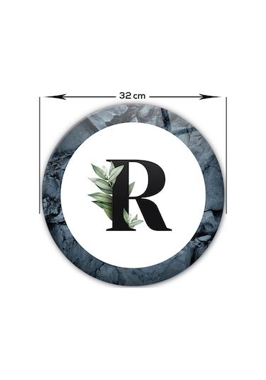 Decorita Cam Kesme Tahtası - Cam Kesme Tablası | Harfli Tasarım | R | Çap 32cm