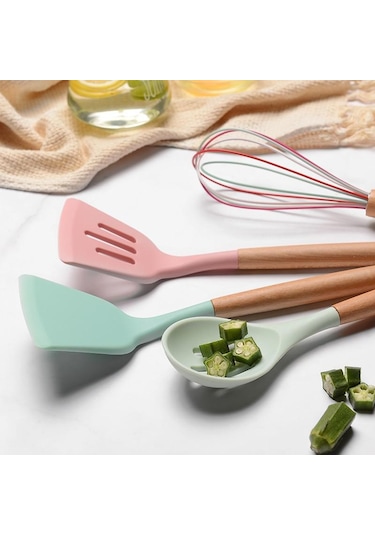 Nane Yeşili 1 Adet Silikon Yumurta Çırpıcı Çırpma Teli Ahşap Saplı Mutfak El Yumurta Çırpıcı Alet Mutfak Gereçleri Pişirme Aksesuarları Yeşil