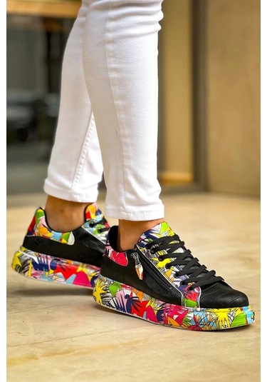 Bağcıklı Crocodile Siyah Kırmızı Günlük Erkek Ayakkabısı Siyah1 Siyah