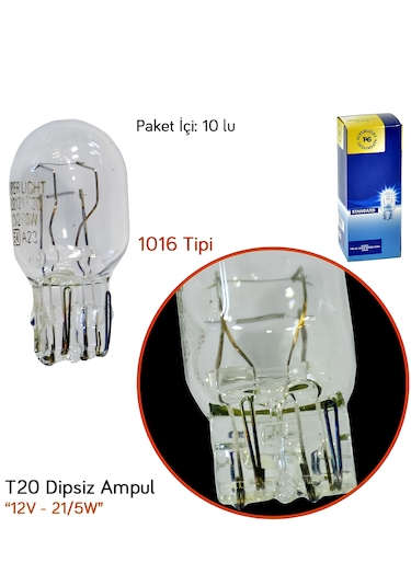 12v T20 Ampul Büyük 1016 Dipsiz 21/5w
