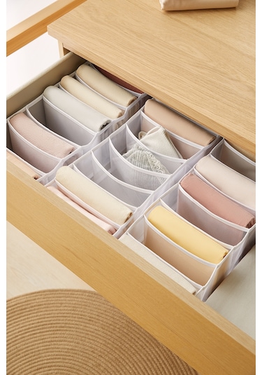 Ocean Home Textile 3'lü 8 Bölmeli Beyaz Renk File Çekmece İçi Düzenleyici Set