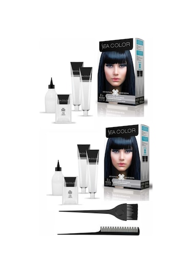 Sea Color Set Boya 1.1 Mavi Siyah 2 Adet+Boya Tarağı+Fırça