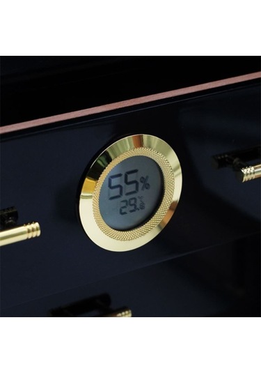 Falconetti Çekmeceli 3 Katlı Siyah Sedir Humidor Puro Kutusu Rd10