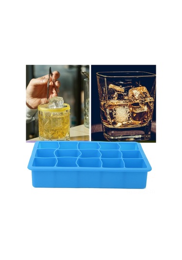 Springsun Mutfak Ve Bar İçin 15 Bölmeli Silikon Buzluk Kalıbı - Yemek Dereceli, Esnek, Çamaşır Makinesine Uygun, Mavi Renk Çok Renkli