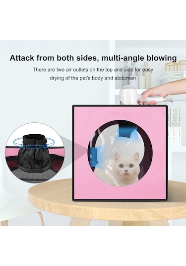 Funadd Pet Banyo Kurutma Kutusu Taşınabilir Katlanır Kurutma Kafesi, 5kg'a Kadar Evcil Hayvanlar İçin Uygun Pembe