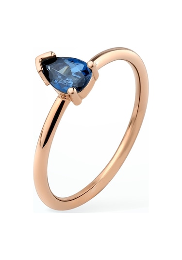 14 Ayar Altın Kaplama Kişiselleştirilebilir Doğum Taşı Damla Taşlı Yüzük - Rs00106 Altın