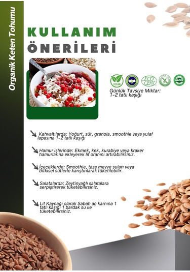 Organik Keten Tohumu 100g Organic Brown Flaxseed