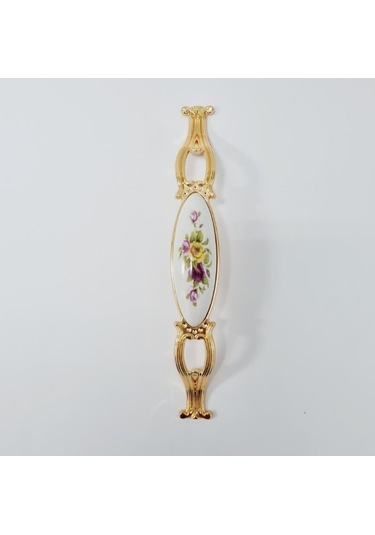 Zümre 128 Mm Metal Gold Kasa Beyaz Sarı Çiçek Desenli / 5 Adet Altın