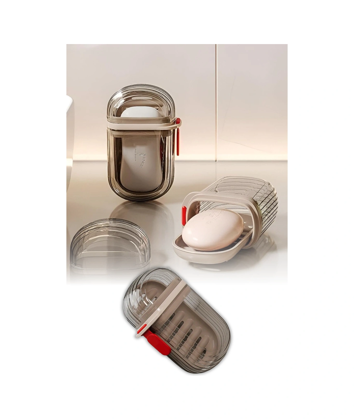 Şeffaf Kutu Şeklinde Plastik Katı Sabunluk Pratik Kullanımlı Hijyenik Banyo Sabun Kabı Diğer