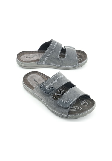 Gezer Naturela Comfort Erkek Yazlık İç Taban Hakiki Deri Çift Cırtlı Ayarlanabilir Rahat Taban Günlü Siyah