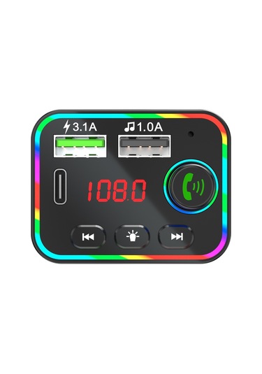 F4 Araba Mp3 Çalar Fm Verici Renkli Arka Işık Usb Şarj Çift Usb Araba Aksesuarları