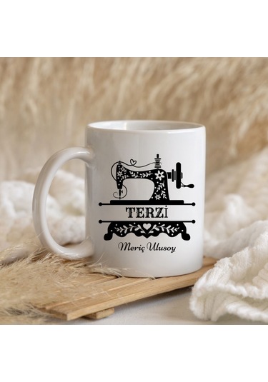 Terzilere Özel Tasarımlı İsim Yazılabilir Hediye Kupa Bardak Renk