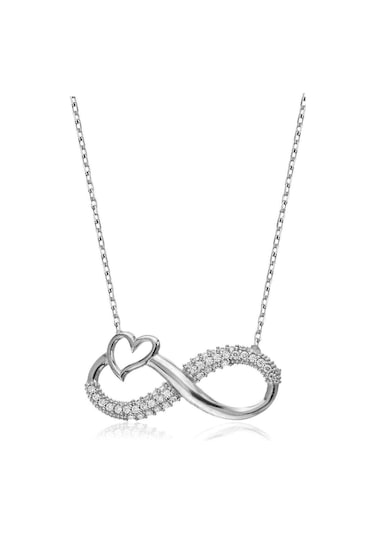 Gümüş Kalpli Sonsuzluk Kolye Sonsuz Aşk Kolyesi Wsn97