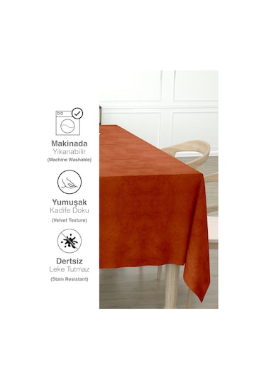 Daily Series Kadife Dokulu Tarçın Rengi Masa Örtüsü Tarçın