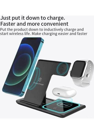 Novahub İphone Uyumlu, Airpods Ve İwatch İçin Hızlı Şarjlı Katlanabilir 3lü Kablosuz Şarj Cihazı - Kullanışlı Ve Güvenli Şarj Deneyimi