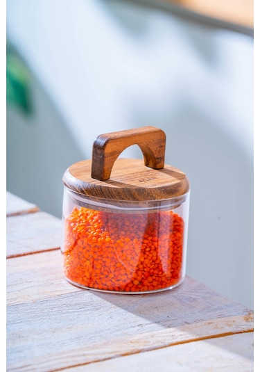 Malibu Akasya Kapaklı Borosilikat Cam Kavanoz - 350 Ml Şeffaf