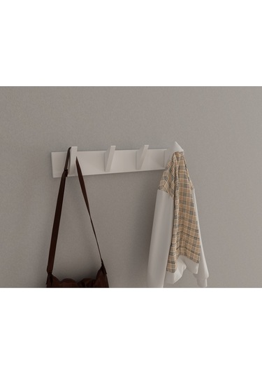 Hepsi3boyutlu Modern Duvar & Kapı Kanca Askılık - 4 Adet Beyaz Kanca Askılık - Model No : 5 Beyaz