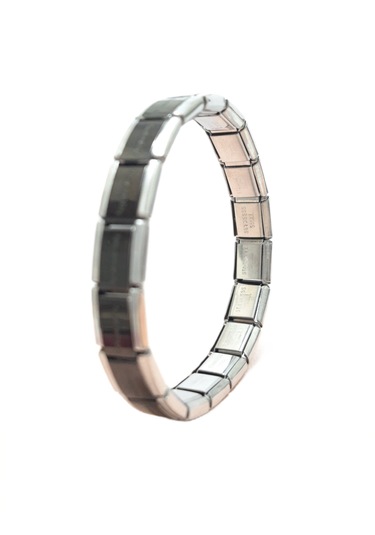 Çelik Bileklik İtalyan Charm Model Unisex Erkek Kadın 3 Mm 18 Cm Ortası Siyah Black Gümüş Çok Renkli